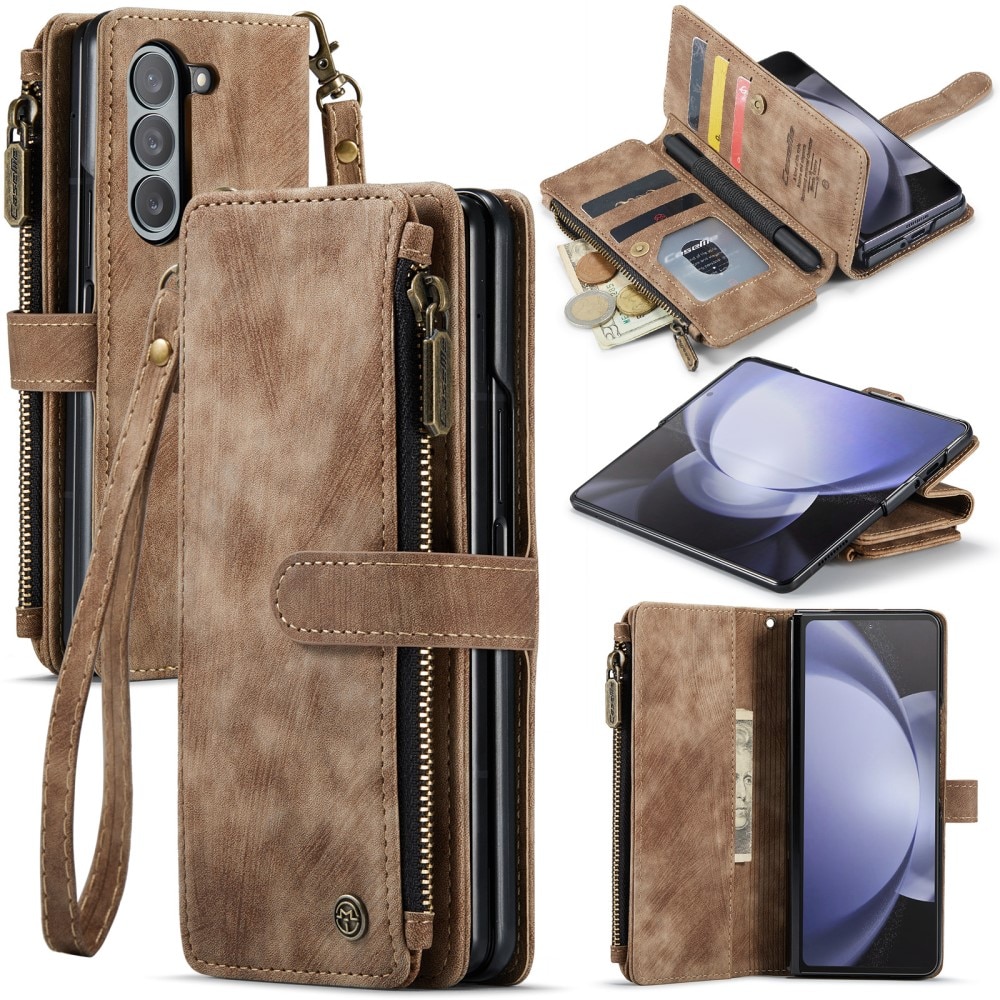 Zipper Wallet Samsung Galaxy Z Fold 5 brun