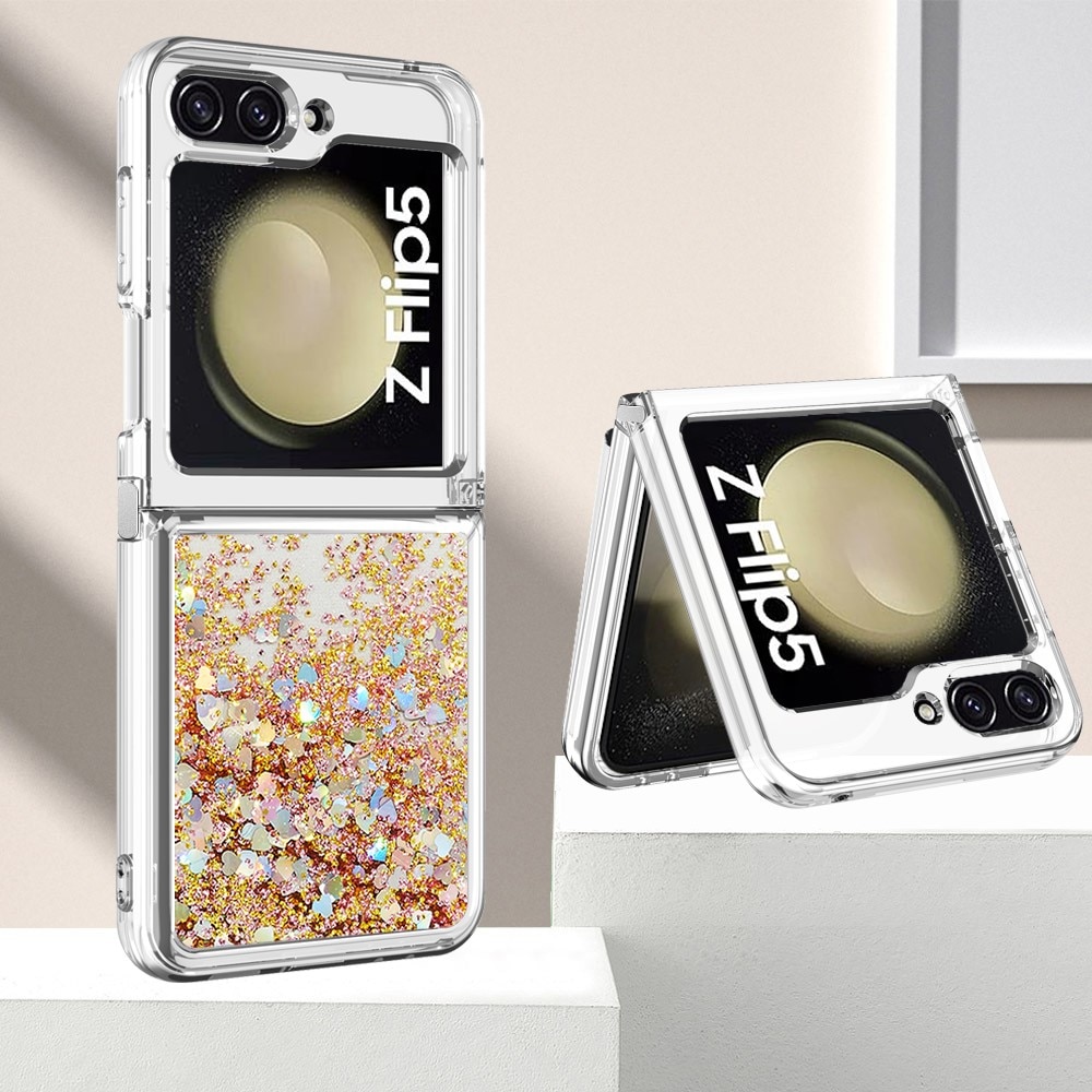 Glitter Powder TPU Cover Samsung Galaxy Z Flip 5 guld