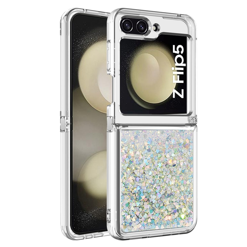 Glitter Powder TPU Cover Samsung Galaxy Z Flip 5 sølv