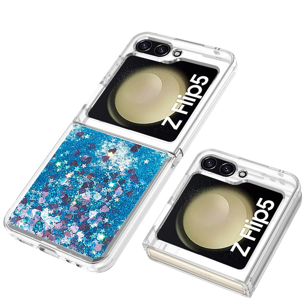 Glitter Powder TPU Cover Samsung Galaxy Z Flip 5 blå
