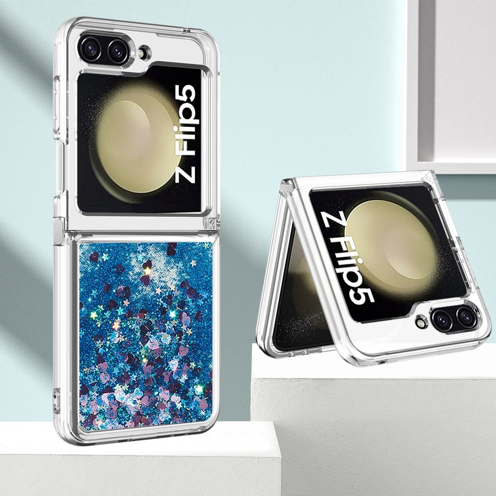 Glitter Powder TPU Cover Samsung Galaxy Z Flip 5 blå