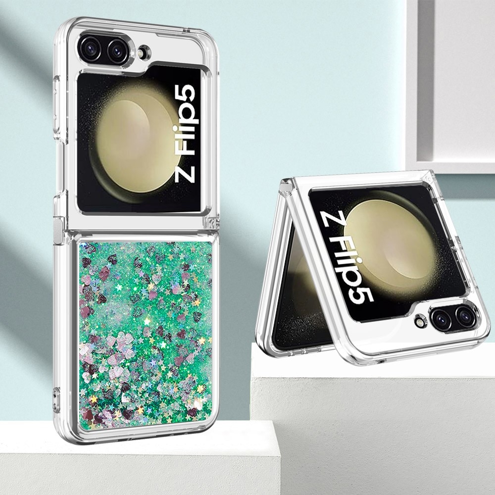 Glitter Powder TPU Cover Samsung Galaxy Z Flip 5 grøn