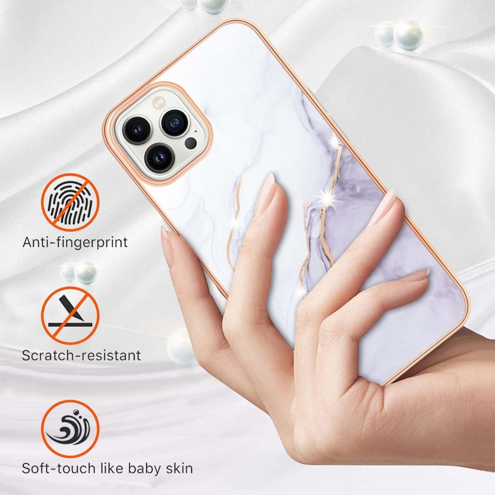 TPU Cover iPhone 15 Pro Max hvid marmor