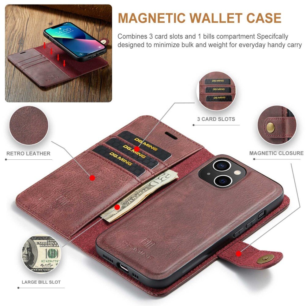 Magnet Wallet iPhone 15 Plus Rød
