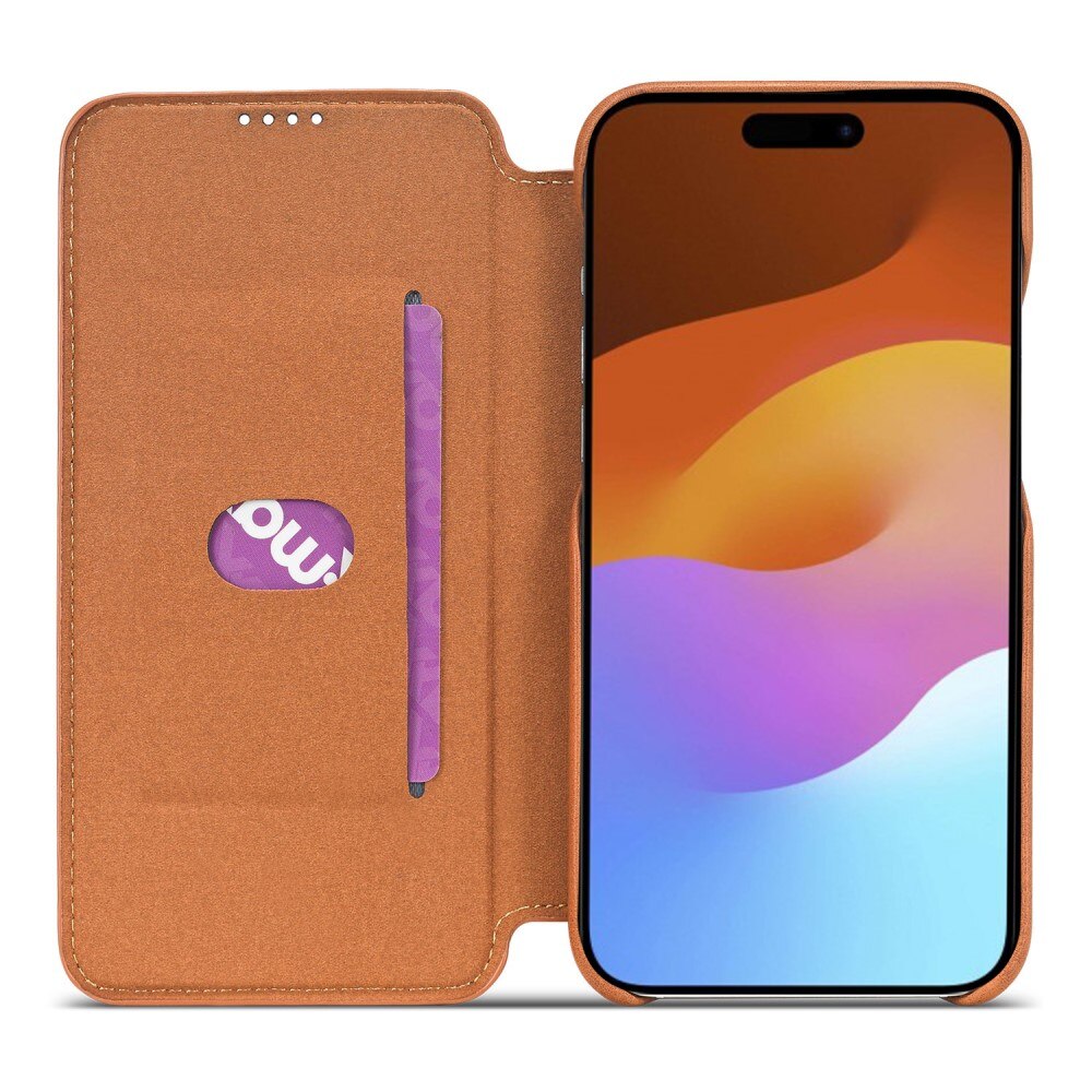 Slim Tegnebogsetui iPhone 15 Plus cognac