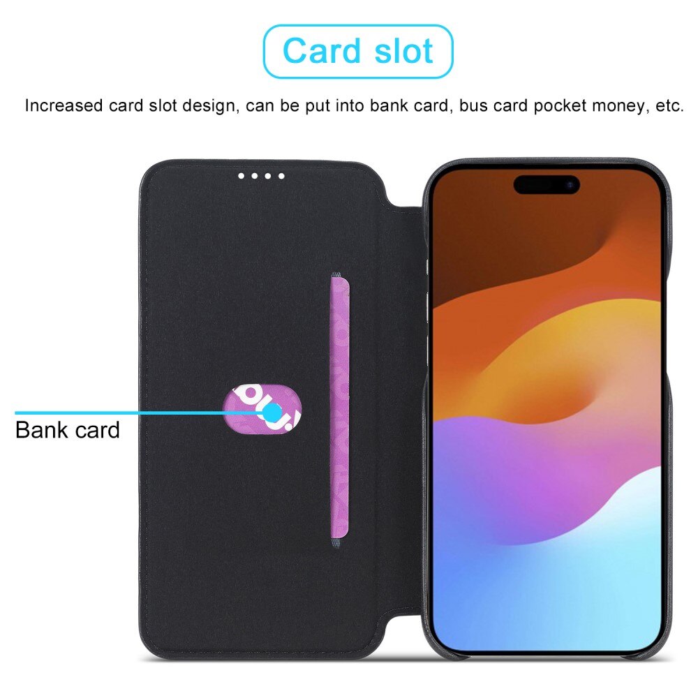 Slim Tegnebogsetui iPhone 15 Plus sort