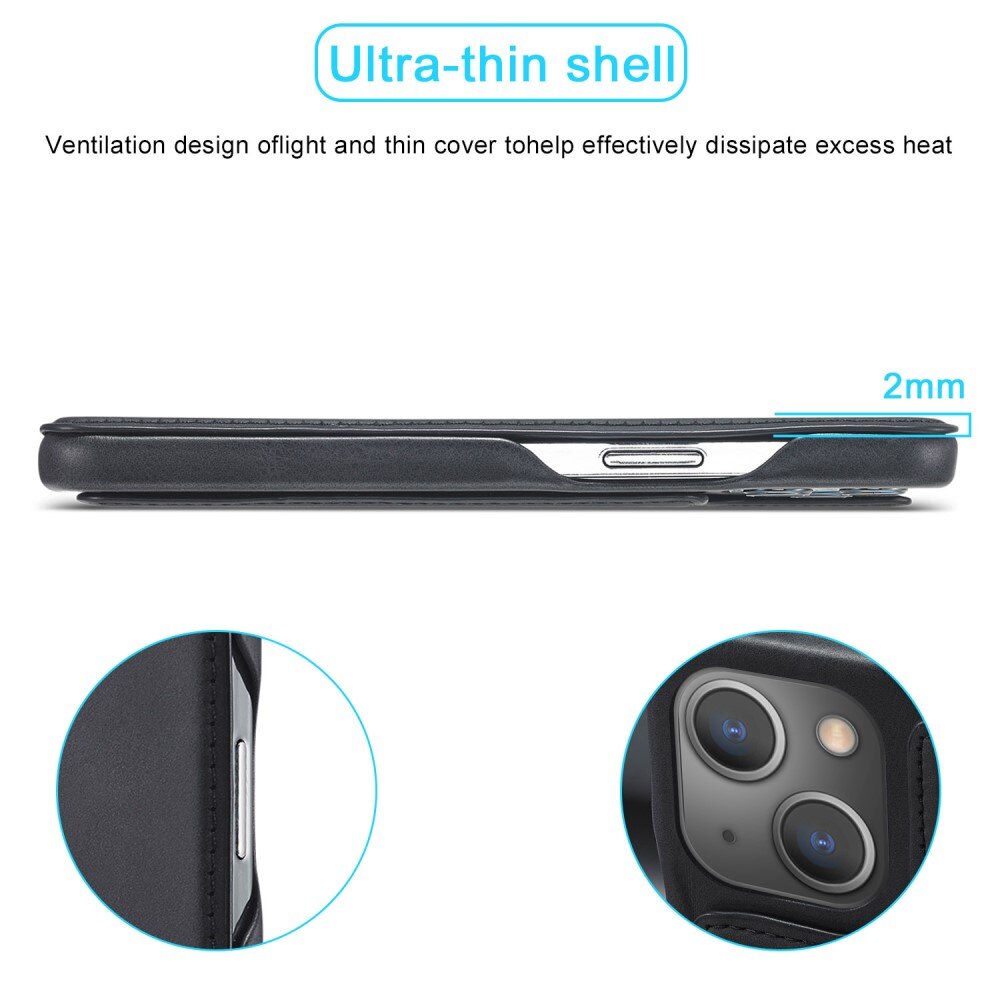 Slim Tegnebogsetui iPhone 15 Plus sort