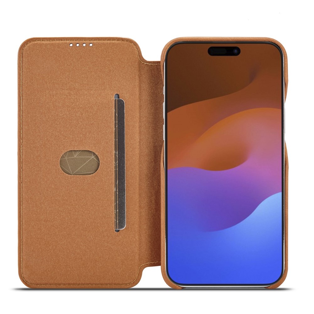 Slim Tegnebogsetui iPhone 15 Pro Max cognac