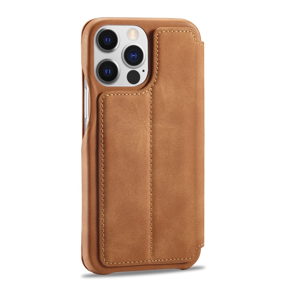 Slim Tegnebogsetui iPhone 15 Pro cognac