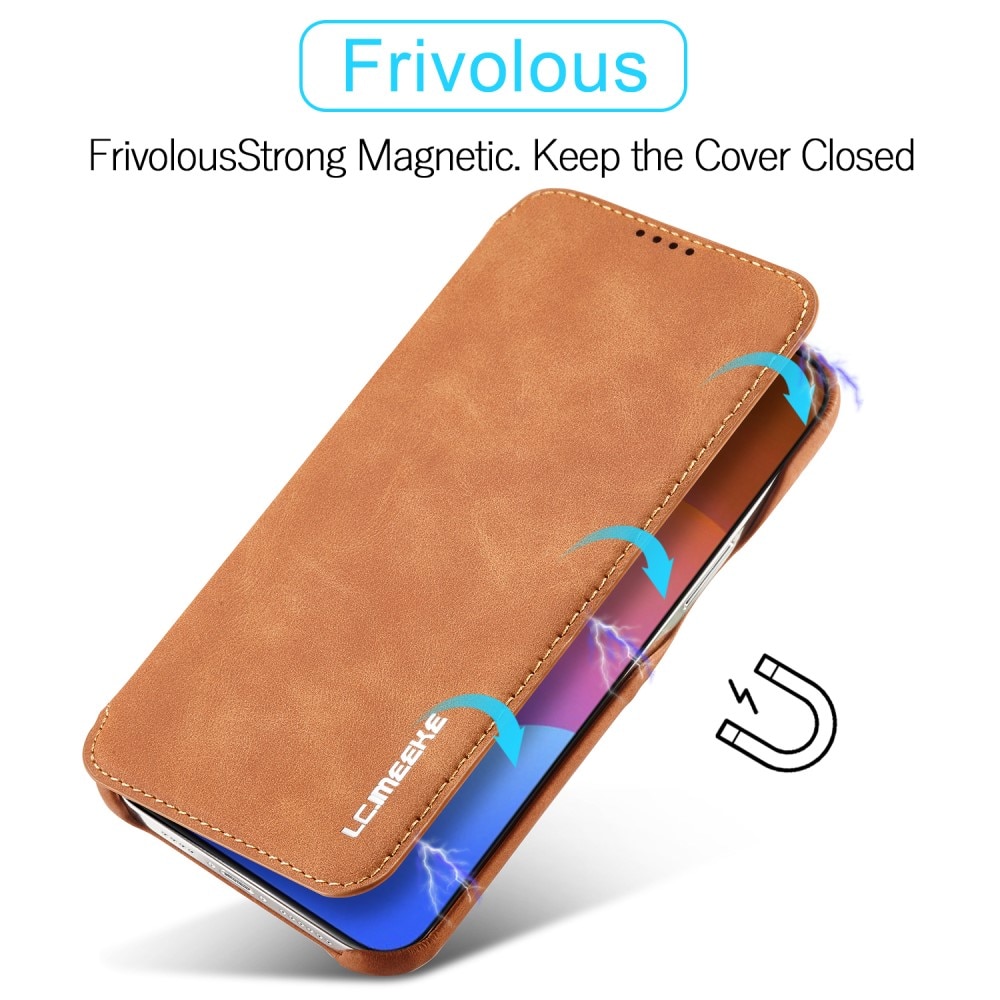 Slim Tegnebogsetui iPhone 15 Pro cognac