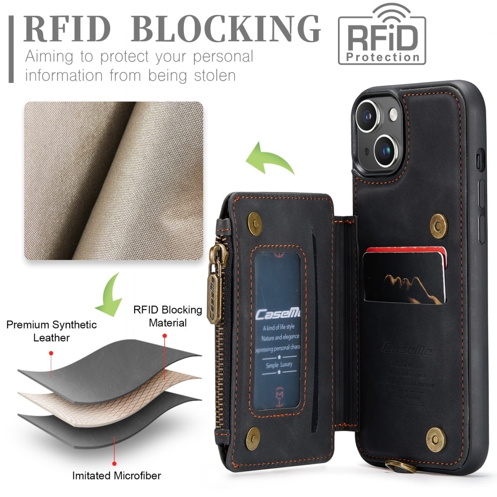 Multi-slot RFID blocking Cover iPhone 15 sort