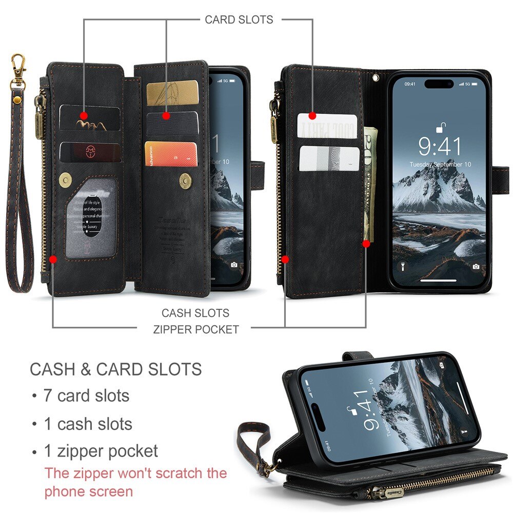 Zipper Wallet iPhone 15 Pro Max sort