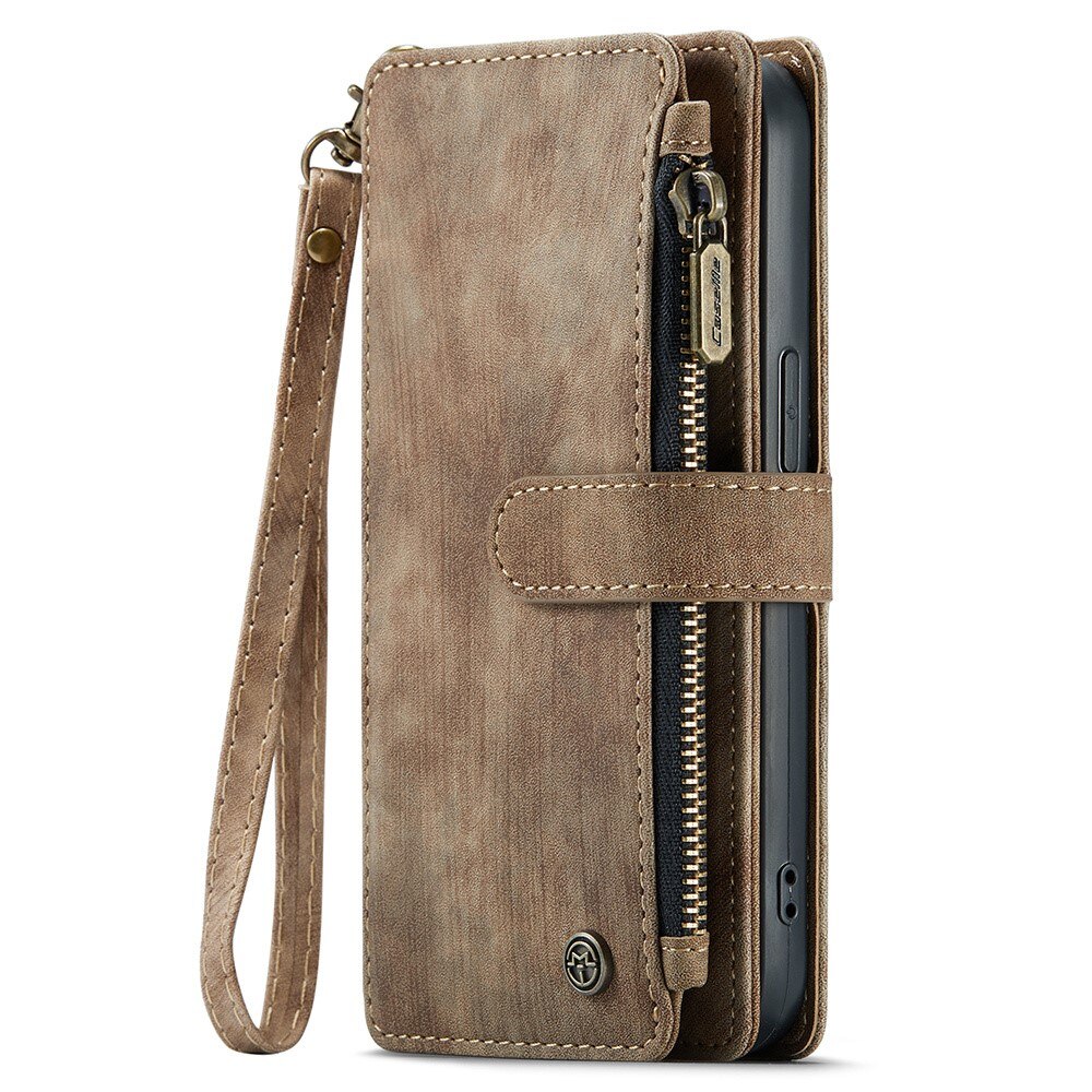 Zipper Wallet Apple iPhone 15 Plus Brun