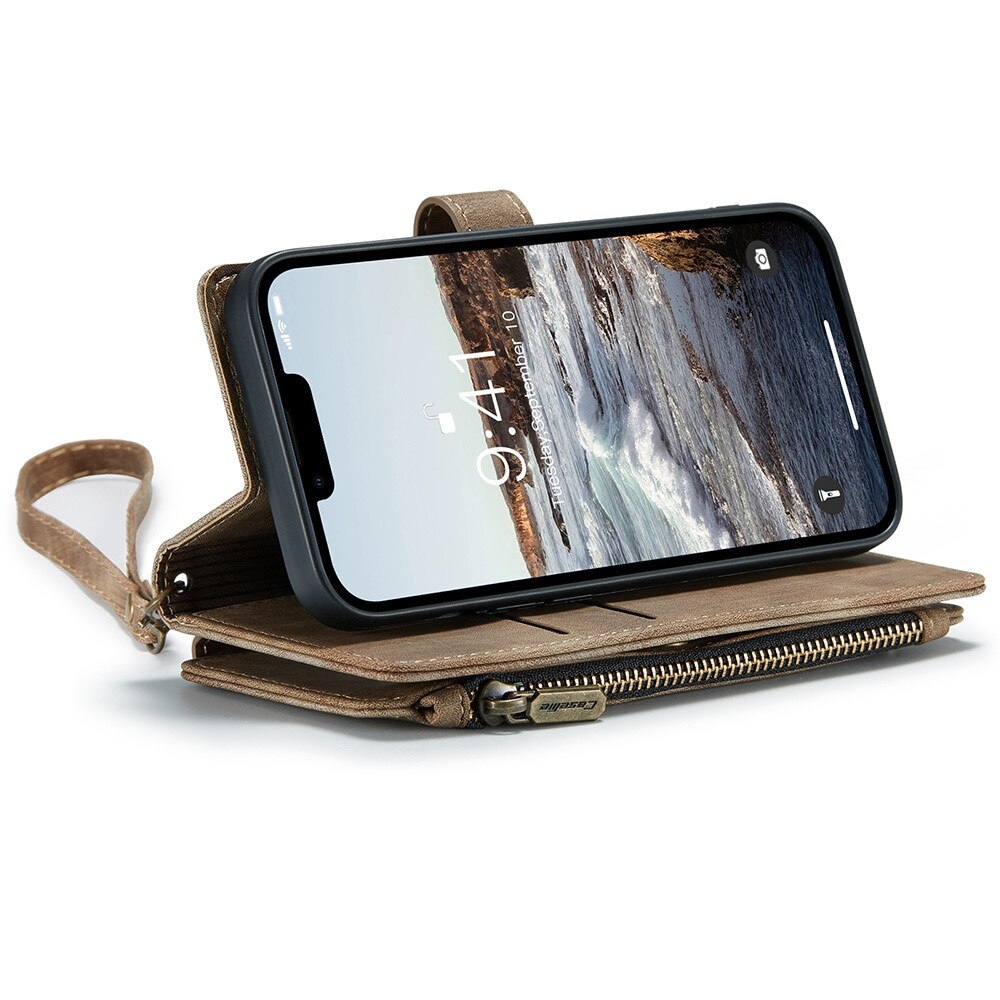 Zipper Wallet Apple iPhone 15 Plus Brun