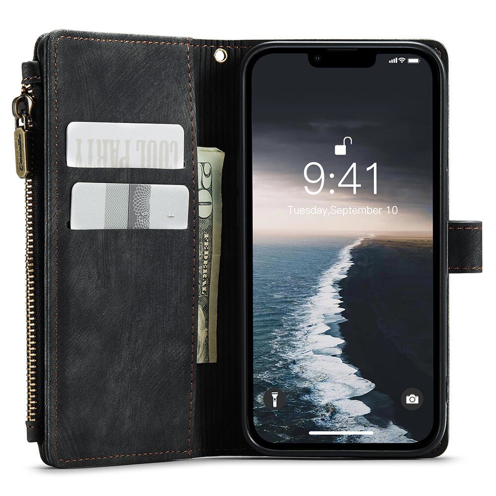 Zipper Wallet iPhone 15 Sort