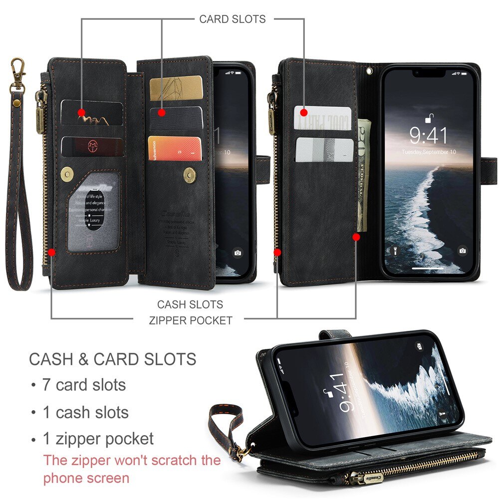 Zipper Wallet iPhone 15 Sort