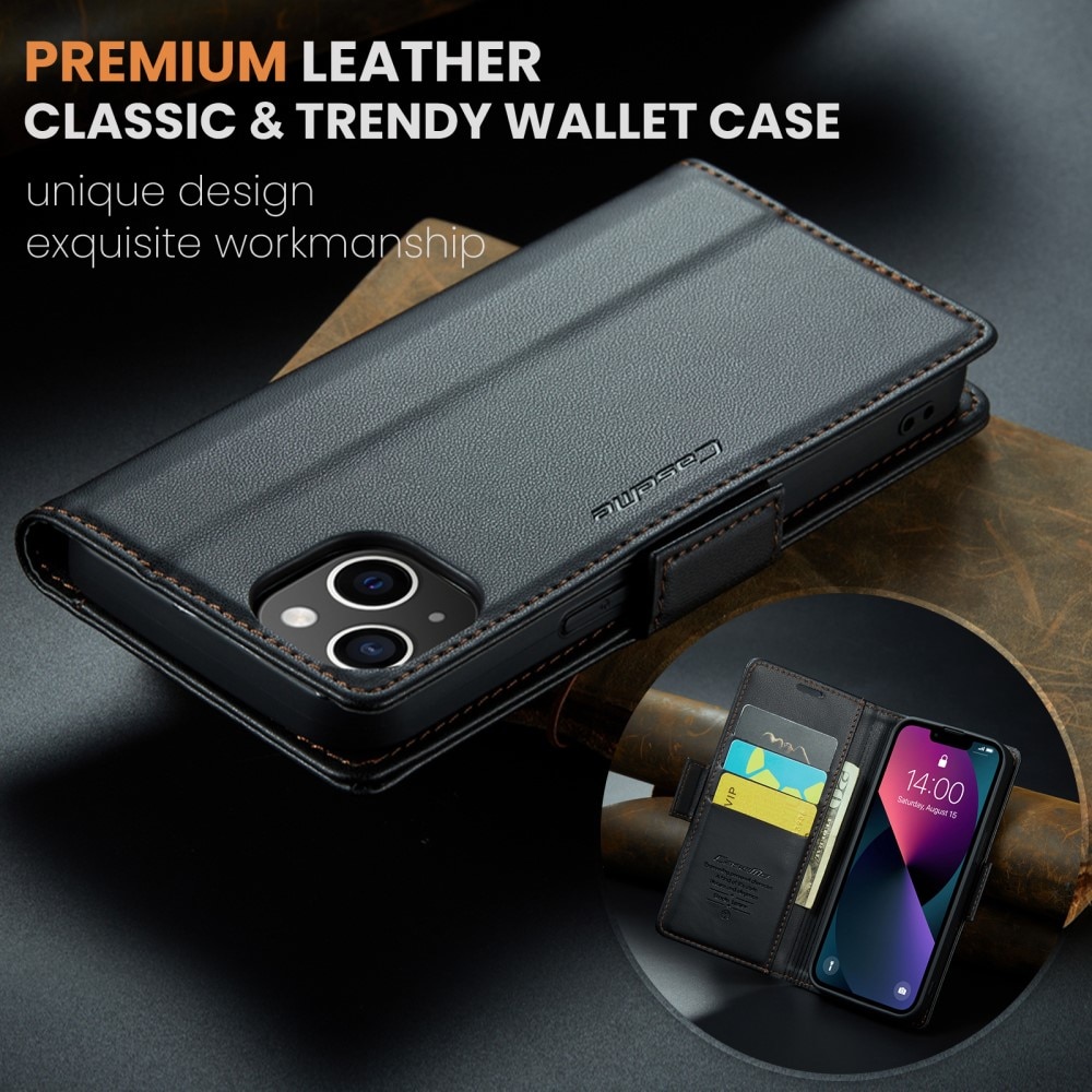 RFID blocking Slim Pung Etui iPhone 15 Sort