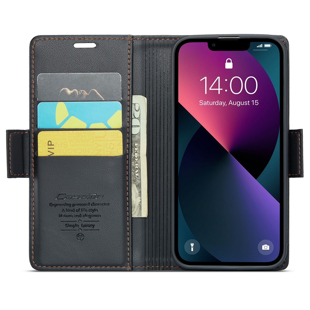 RFID blocking Slim Pung Etui iPhone 15 Sort