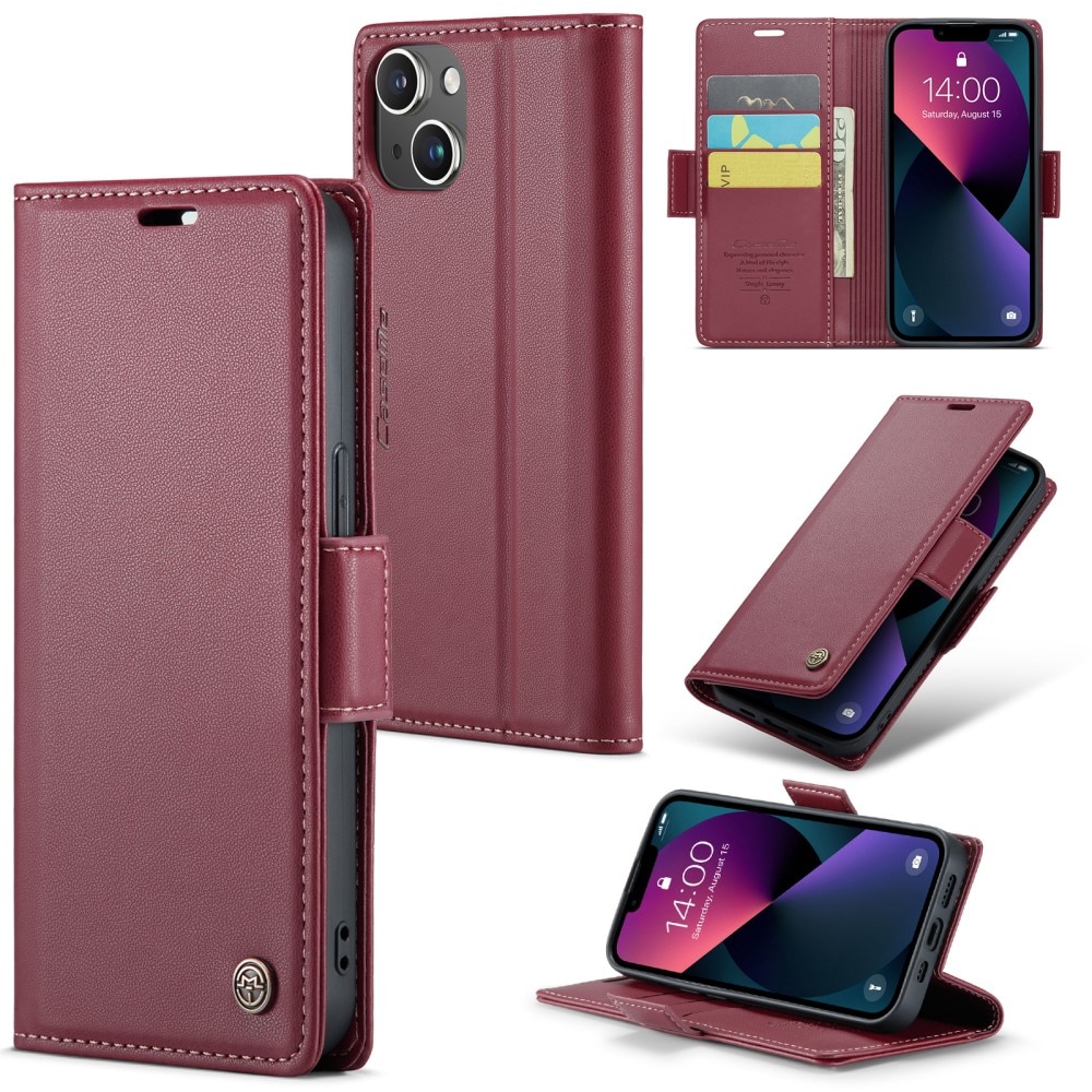 RFID blocking Slim Pung Etui iPhone 15 Rød