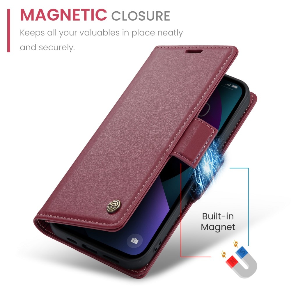 RFID blocking Slim Pung Etui iPhone 15 rød