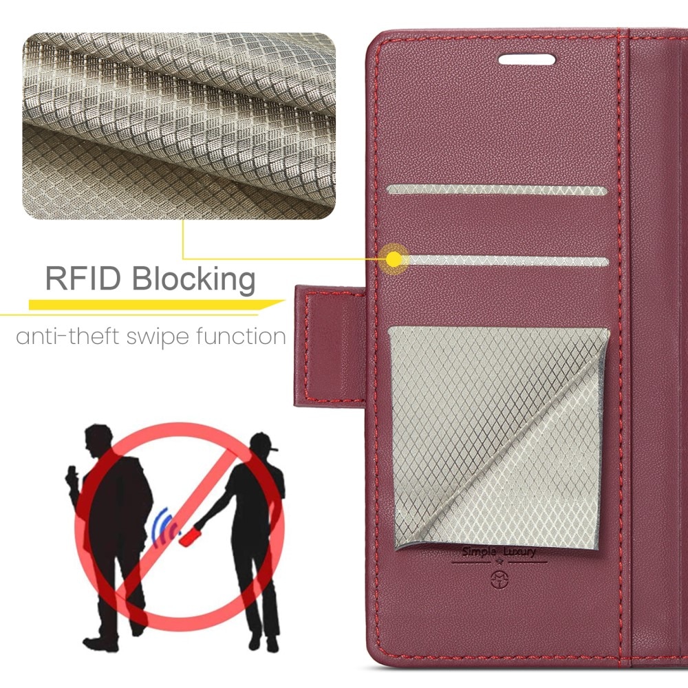 RFID blocking Slim Pung Etui iPhone 15 rød