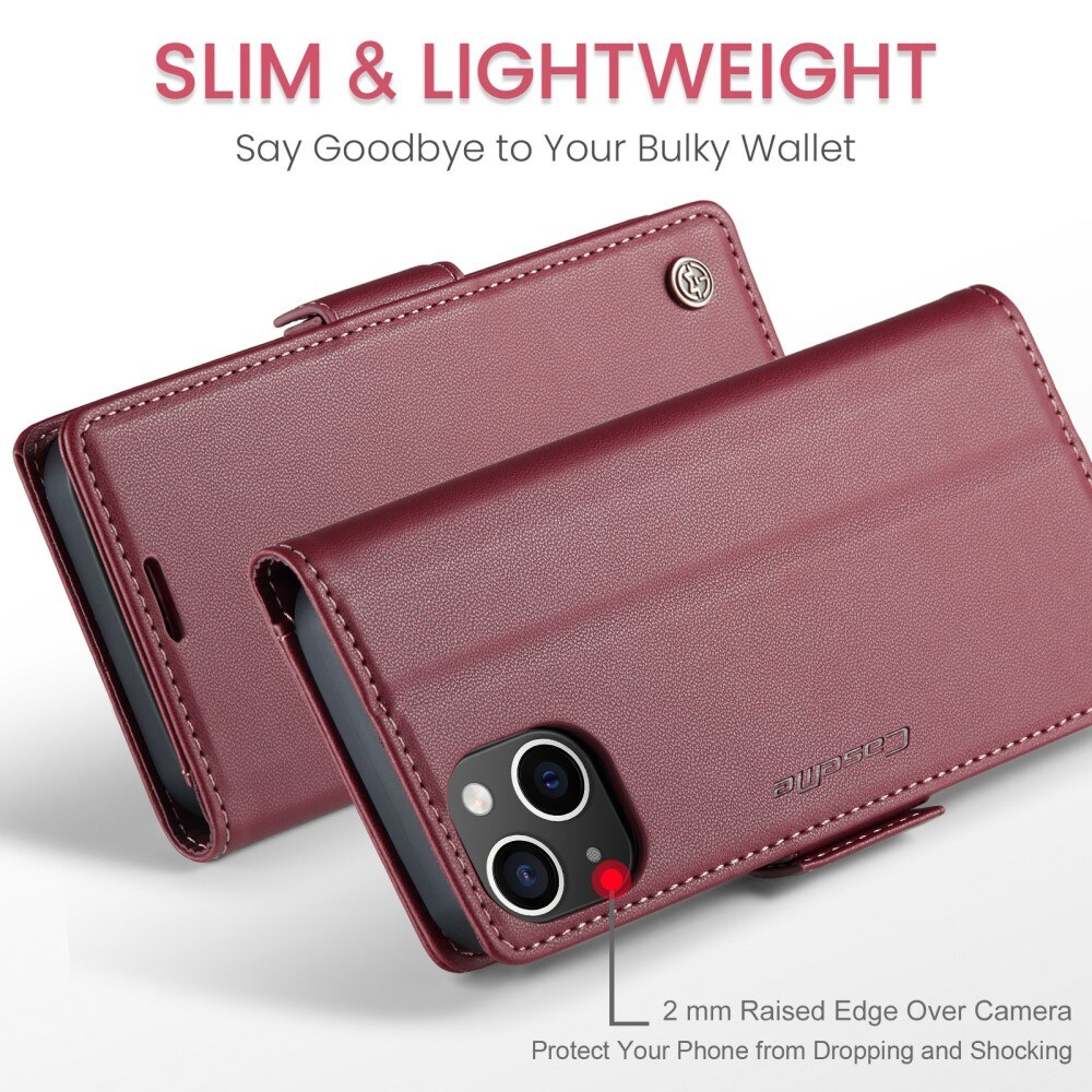 RFID blocking Slim Pung Etui iPhone 15 Rød