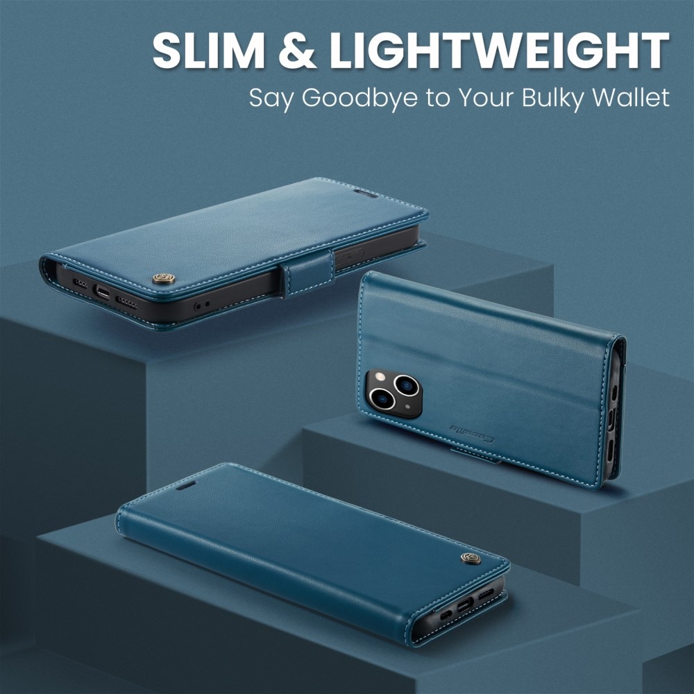 RFID blocking Slim Pung Etui iPhone 15 blå