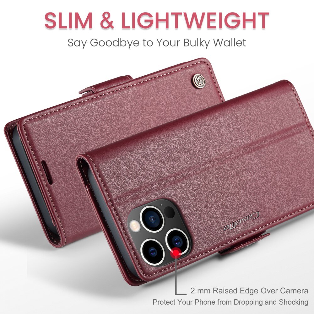RFID blocking Slim Pung Etui iPhone 15 Pro Rød