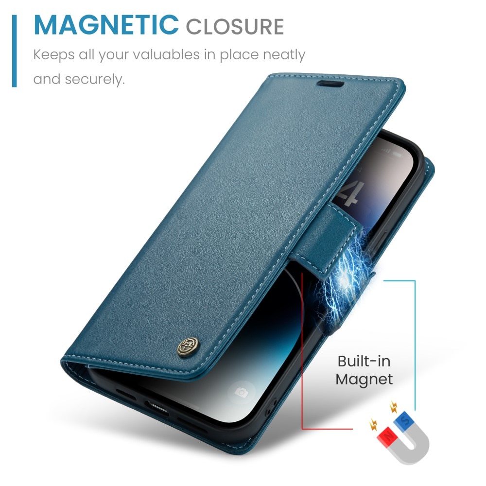 RFID blocking Slim Pung Etui iPhone 15 Pro blå