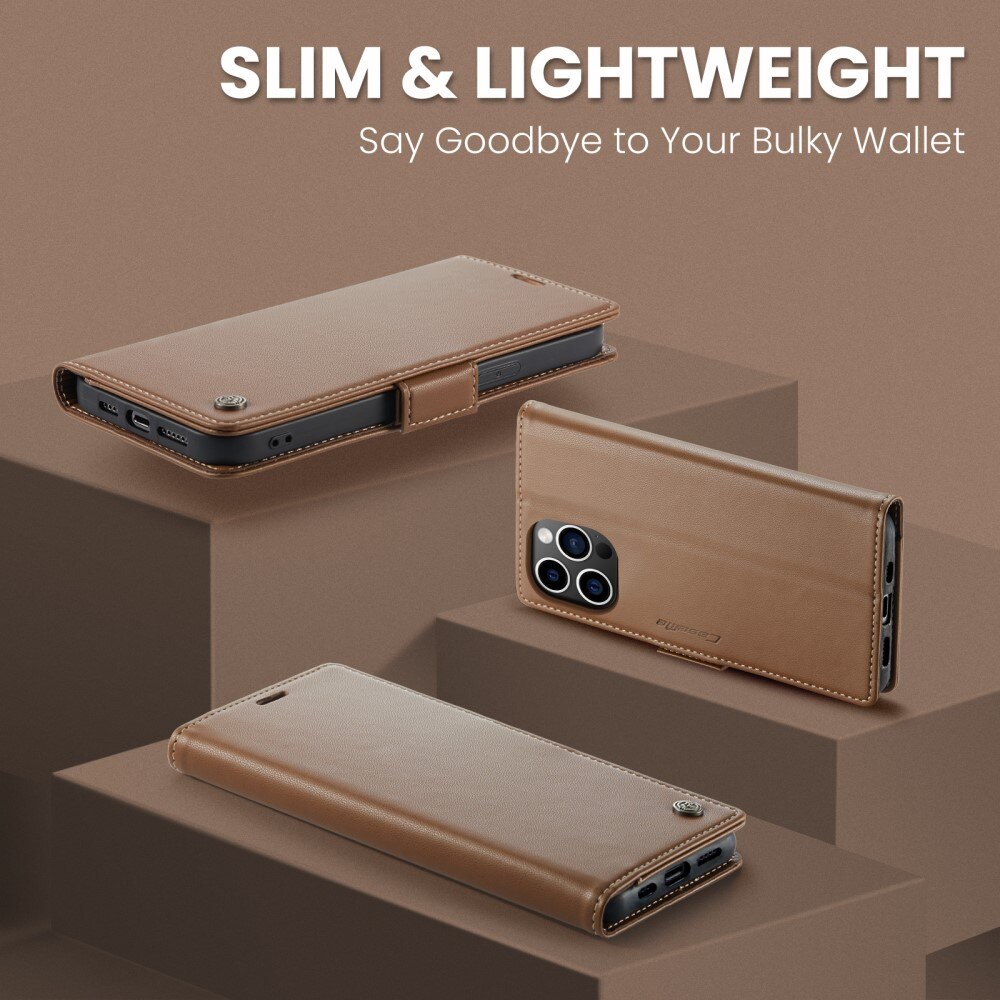RFID blocking Slim Pung Etui iPhone 15 Pro Max Brun