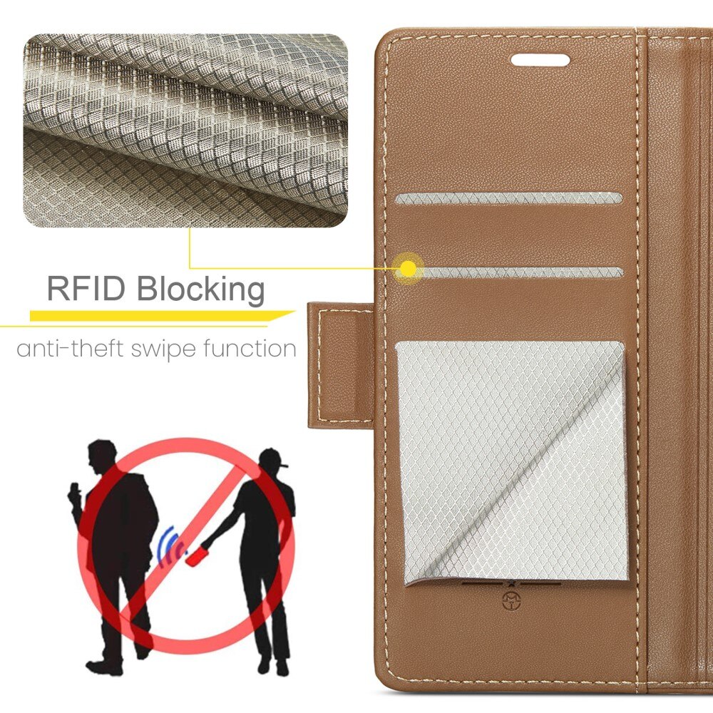 RFID blocking Slim Pung Etui iPhone 15 Pro Max Brun