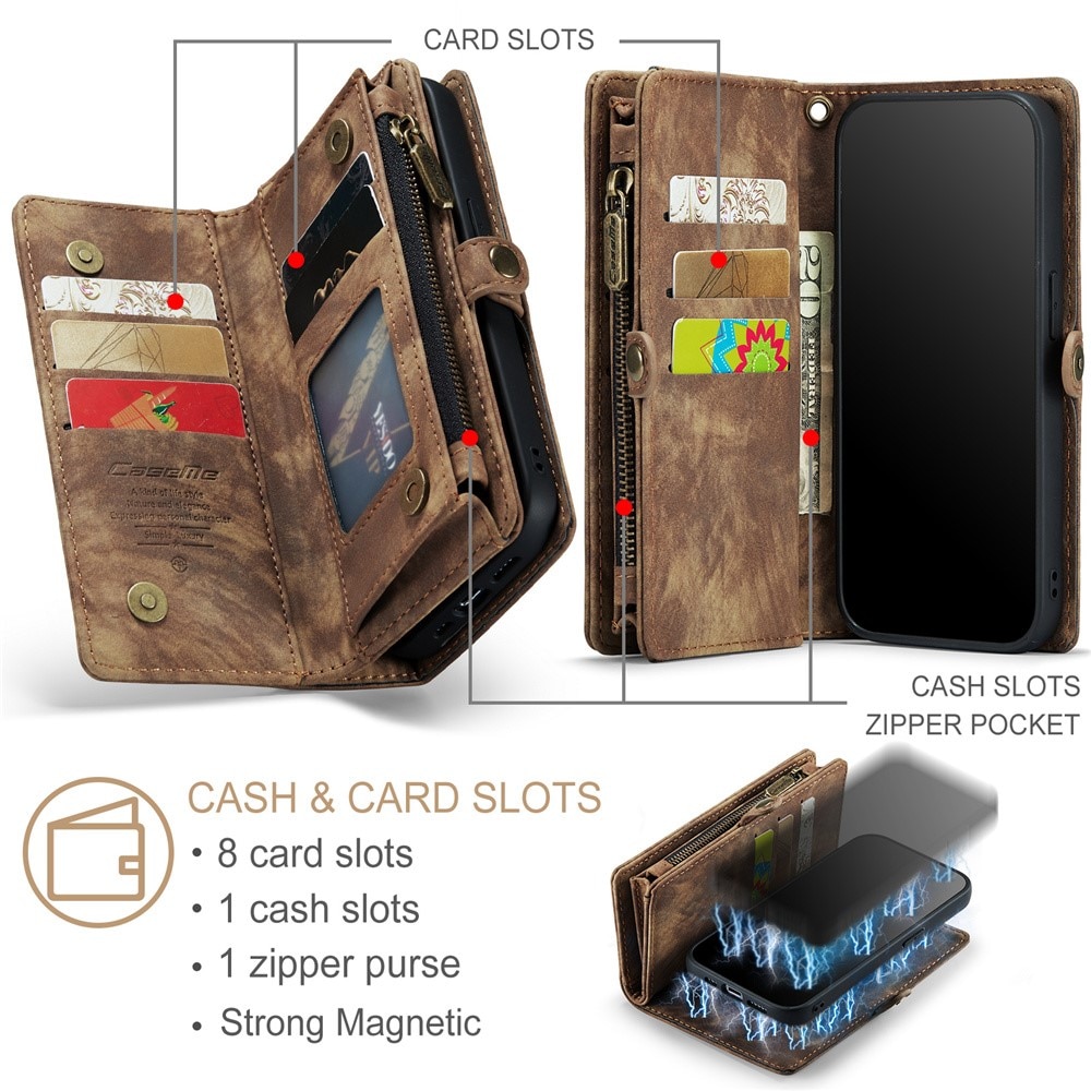 Multi-slot Mobiltaske iPhone 15 Pro Max brun