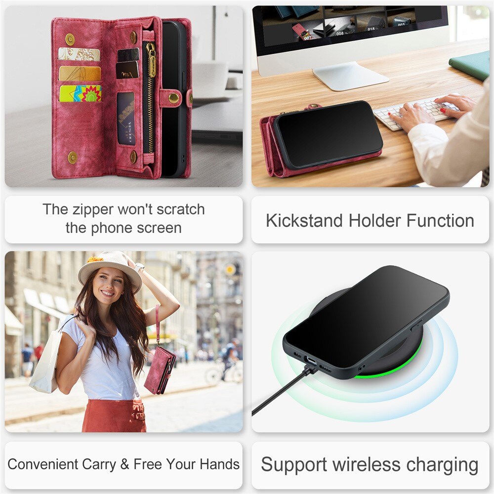 Multi-slot Mobiltaske iPhone 15 Pro Max rød