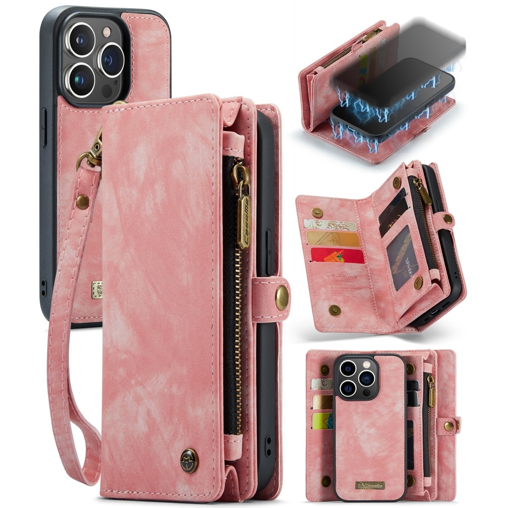 Multi-slot Mobiltaske iPhone 15 Pro Max lyserød