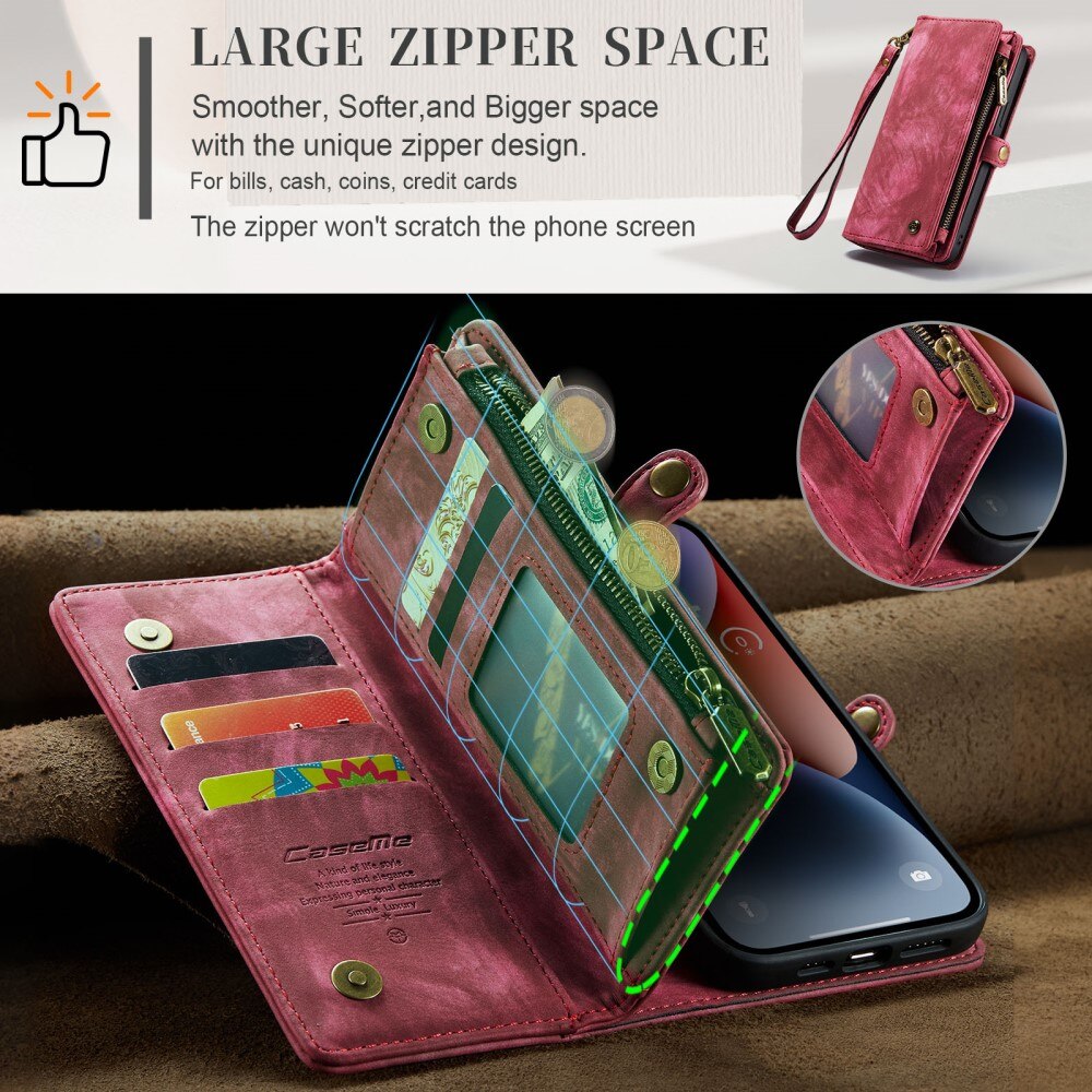 Multi-slot Mobiltaske iPhone 15 Plus Rød