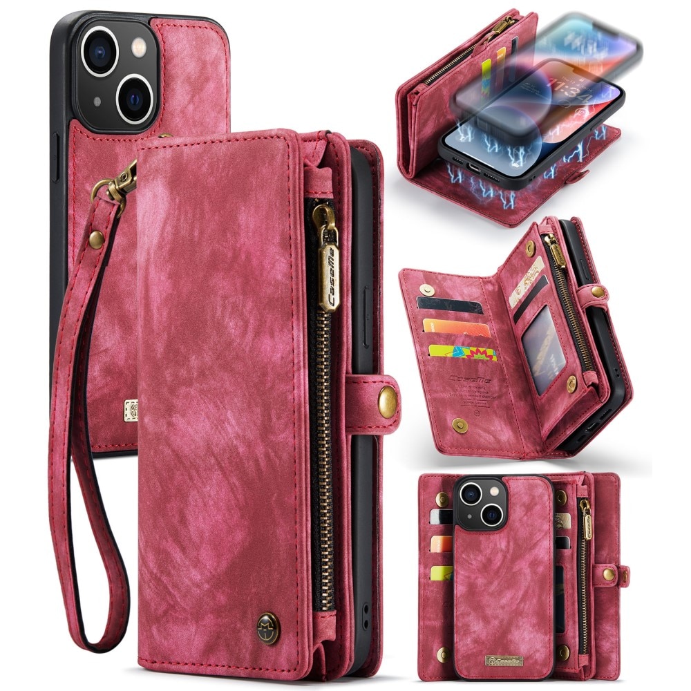 Multi-slot Mobiltaske iPhone 15 Plus rød