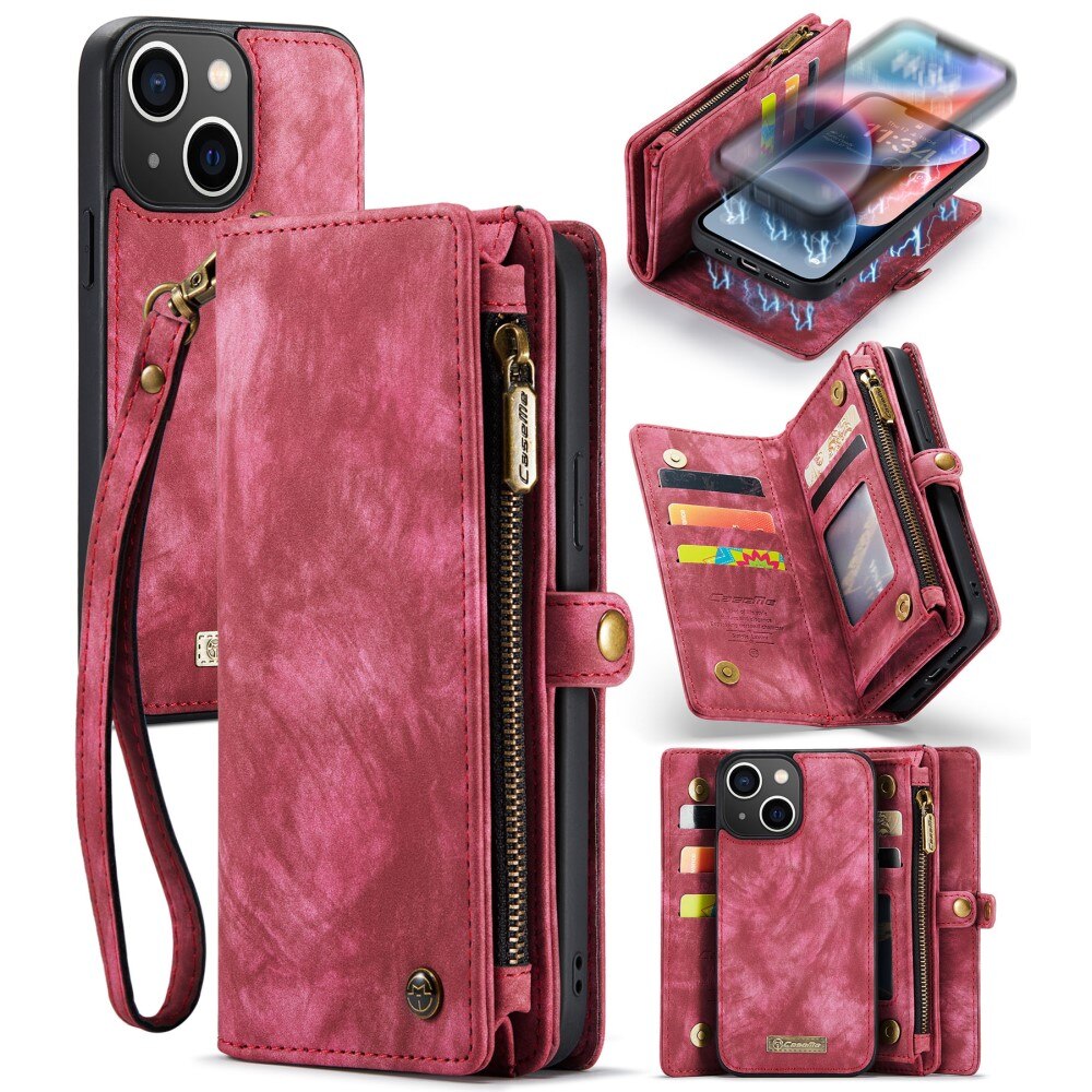 Multi-slot Mobiltaske iPhone 15 Plus Rød