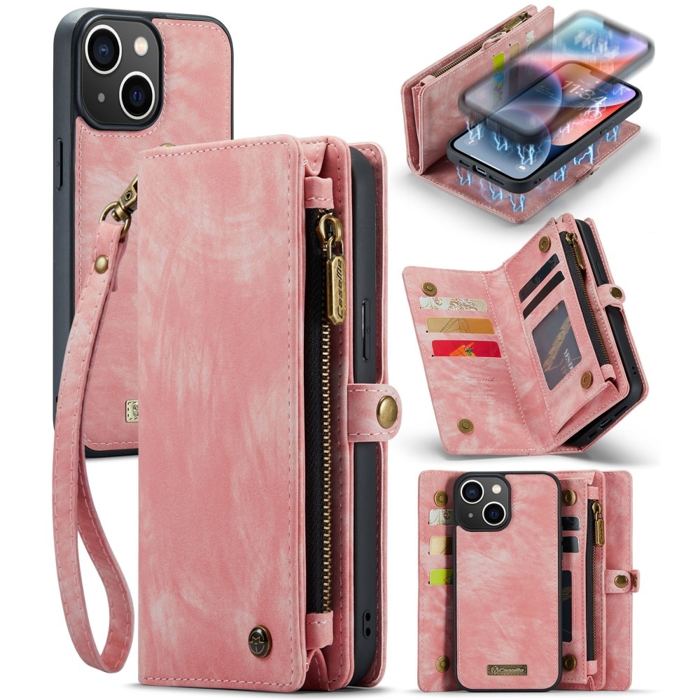 Multi-slot Mobiltaske iPhone 15 Plus lyserød