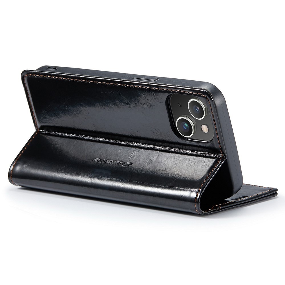 Leather Wallet iPhone 15 sort