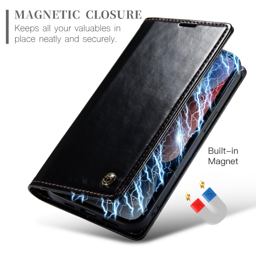 Leather Wallet iPhone 15 sort