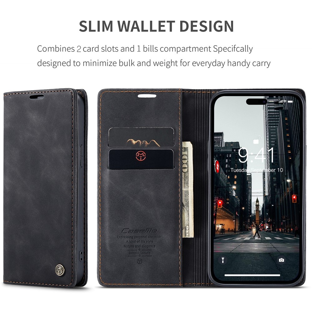 Slim Pung Etui iPhone 15 Pro Max sort