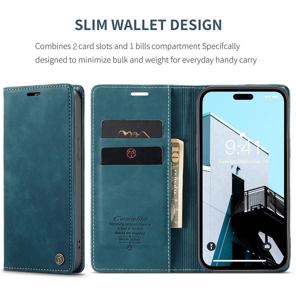 Slim Pung Etui iPhone 15 Pro Max blå