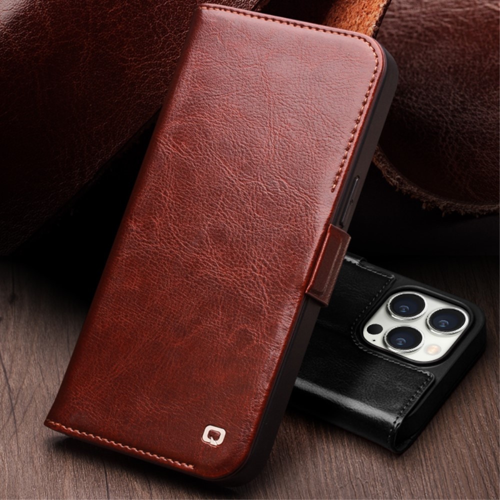 iPhone 15 Pro Leather Wallet Case Brown