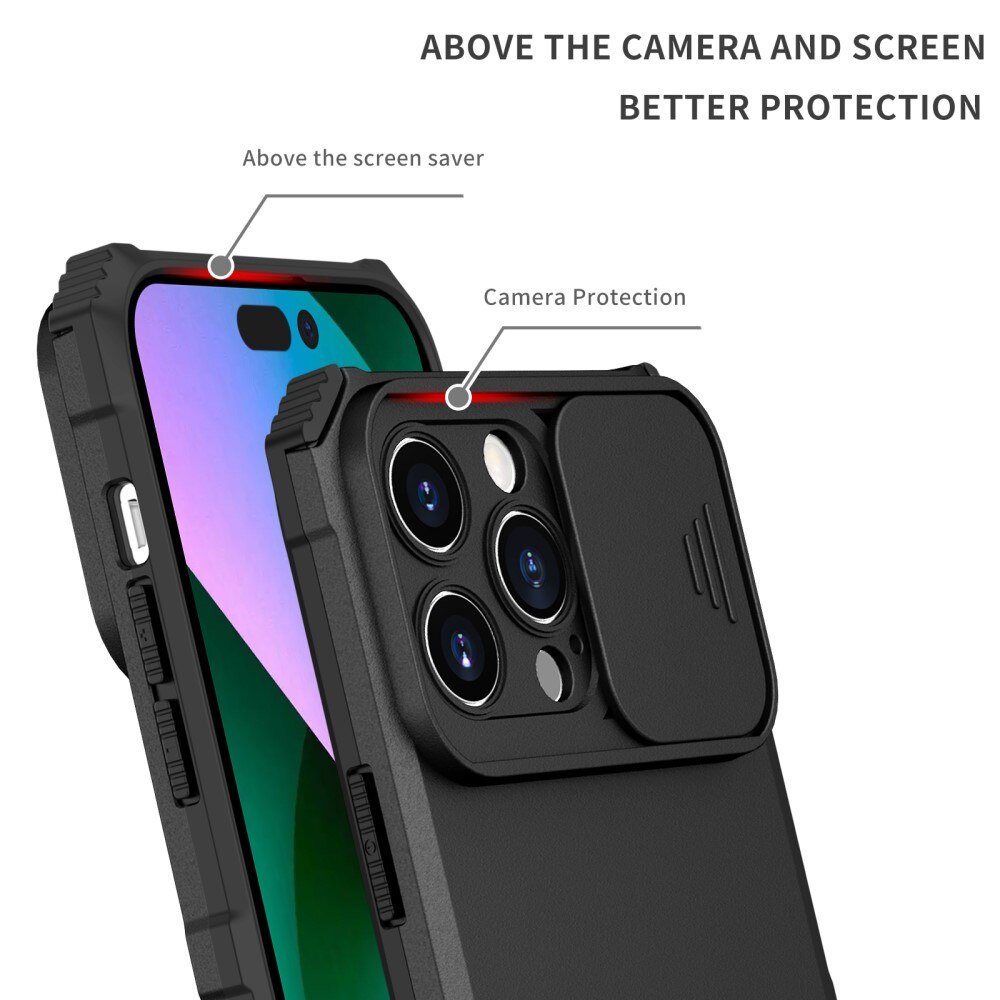 iPhone 15 Pro Max Kickstand Cover kamerabeskyttelse Sort