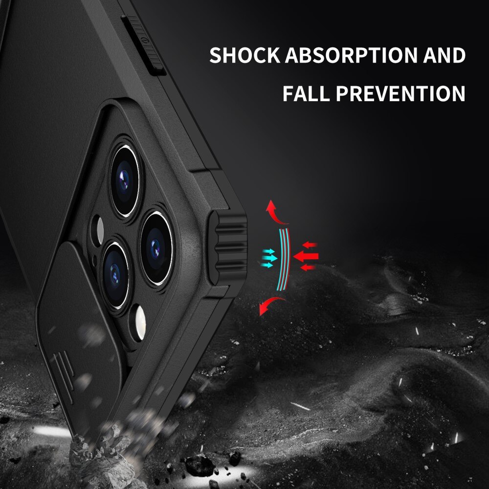 iPhone 15 Pro Max Kickstand Cover kamerabeskyttelse Sort
