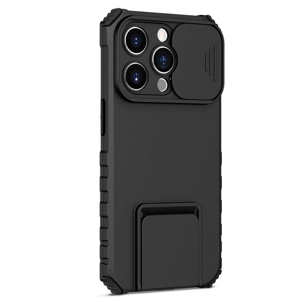 iPhone 15 Pro Kickstand Cover kamerabeskyttelse sort