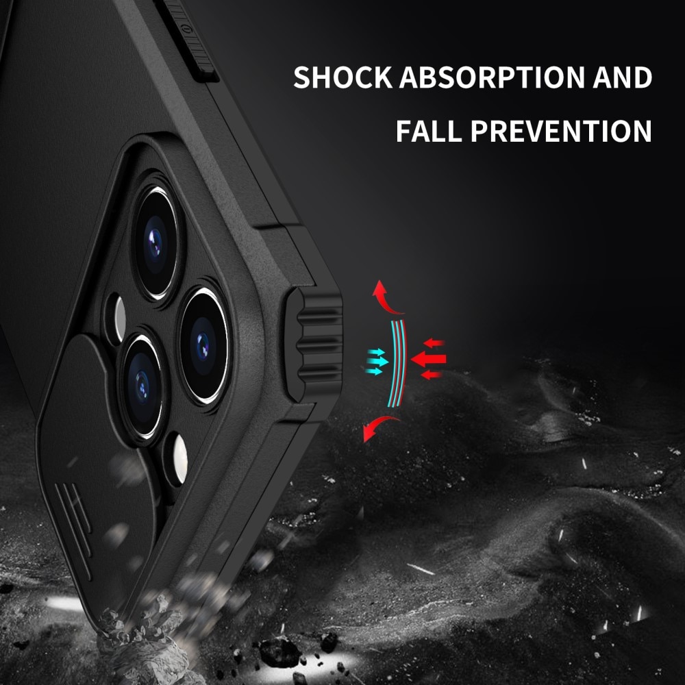iPhone 15 Pro Kickstand Cover kamerabeskyttelse sort