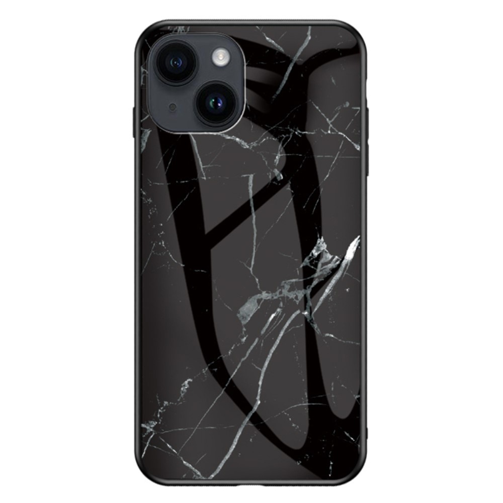 Cover Hærdet Glas iPhone 15 Plus sort marmor