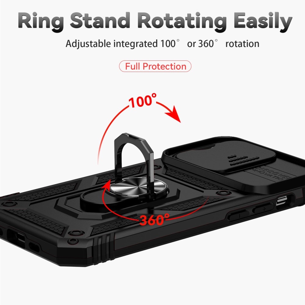 Hybridcover Tech Ring+Kamerabeskyttelse iPhone 15 Pro Max sort