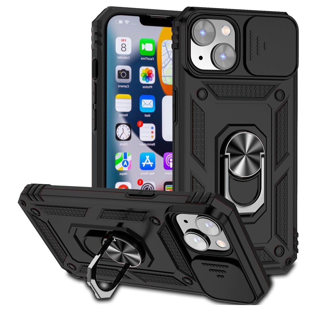 Hybridcover Tech Ring+Kamerabeskyttelse iPhone 15 Plus sort